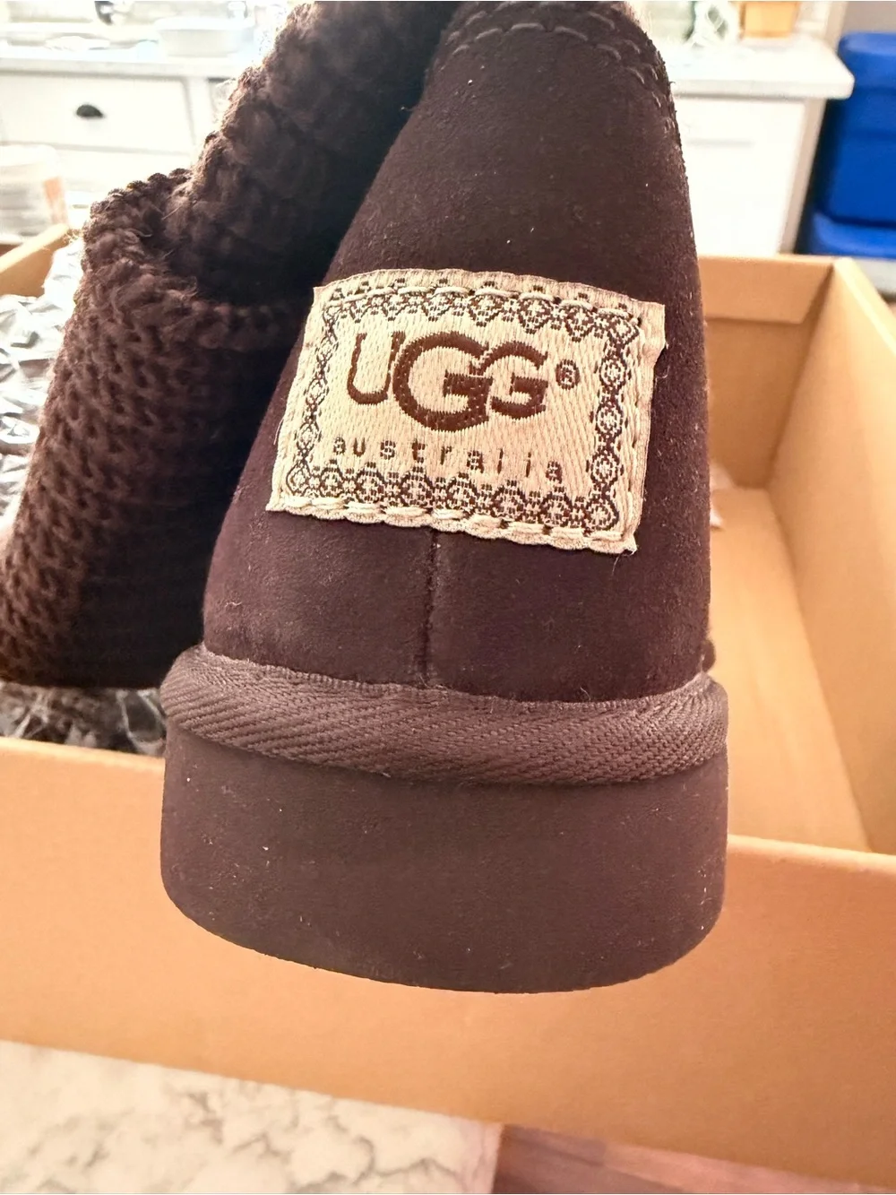 UGG Women's Brown Knit Fold-Over Winter Boots